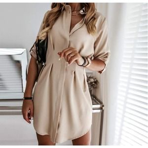COPY - Khaki Shirt Dress Short Women Size Medium
